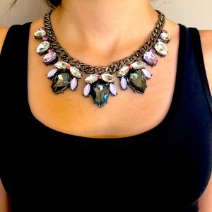 J.Crew Crown Jewels Chain Necklace. Pink, Gray & Coral. 19 inches.